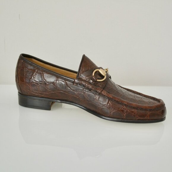 NIB GUCCI GENUINE CROCODILE HORSEBIT LOAFERS - Picture 3 of 11